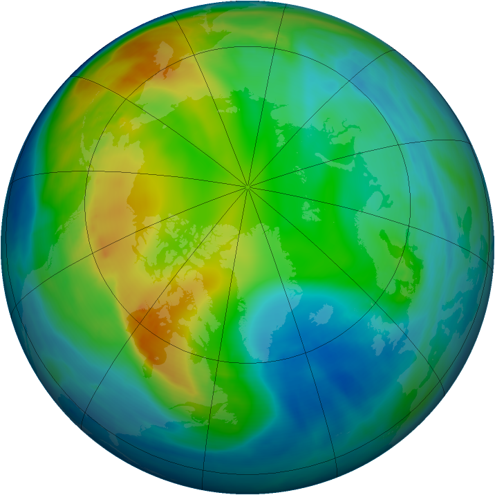 Arctic ozone map for 25 November 2007